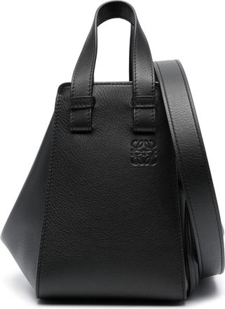 Loewe Hammock leather tote bag - women - Calf Leather/Calf Leather/Cotton/Linen/Flax - One Size - Black