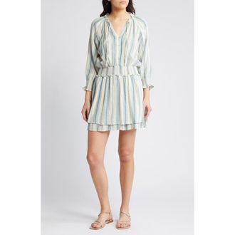 Rails Crystal Stripe Smocked Waist Linen Blend Blouson Dress in Catania Stripe at Nordstrom Rack, Size X-Small