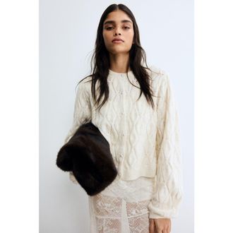 H&M Pointelle-knit Cardigan in Light Beige at Nordstrom, Size X-Small