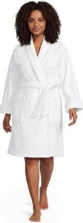 Lands End Plus Size Soft Terry Long Sleeve Knee Length Robe in White at Nordstrom, Size 2X
