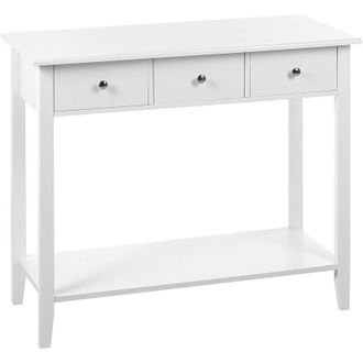 Beliani Beliani - Consola Blanca 90 X 40 Cm Mdf 3 Cajones Estante Patas De Madera Recibidor Galva