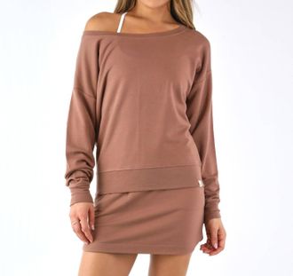 Glyder Off Shoulder Long Sleeve Top In Mocha