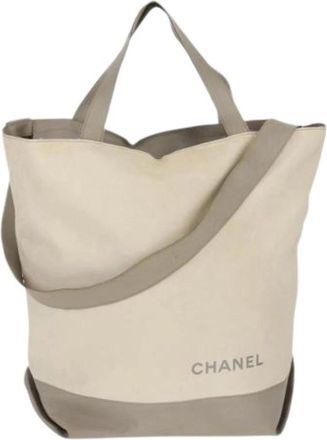 Chanel Pre-owned Vintage Nylon Tote Bag - Dames - Vintage Shopper - Beige - ONE Size - Nylon - Vintage