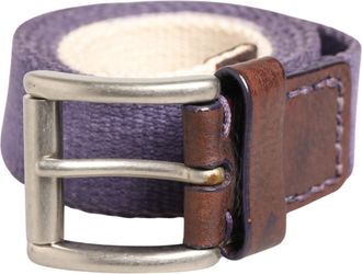 Ermanno Scervino Men Purple Canvas Silver Metal Buckle Mens Belt (Pre-Owned)