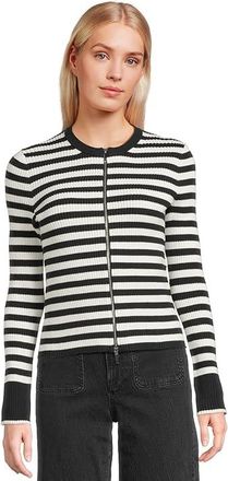 Madewell Stripe London 2 Way Zip Cardigan - Cotton Womens Sweater True Black Stripe : LG (Womens 10-12)