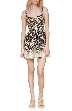 Avec Les Filles Sweetheart Fit & Flare Minidress in Tabloid Animal at Nordstrom Rack, Size 2