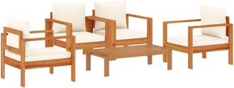vidaXL Set De Sof&aacute;s De Jard&iacute;n Con Cojines 5 Pzas Madera Maciza Acacia Vidaxl