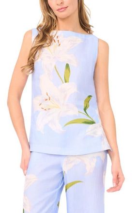 Ted Baker Matia Floral Print Sleeveless Top in Blue Surf at Nordstrom, Size X-Large