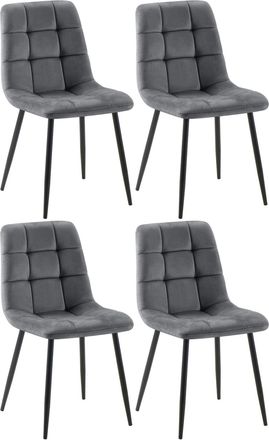 Clp Set de 4 sillas con patas de metal y asiento en terciopelo gris oscuro