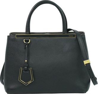 Fendi 2Jours Bag Leather Black Leather Handbag (Pre-Owned)