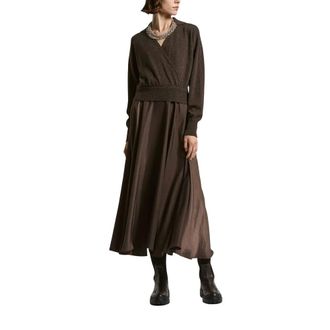 PESERICO Peserico, Midi Dresses, female, Brown, Size: L Brown A-Line Skirt Wrap Dress