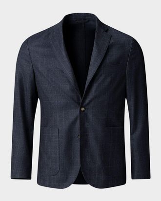 Eton Men & apos;s Wool Check Deconstructed Blazer Jacket