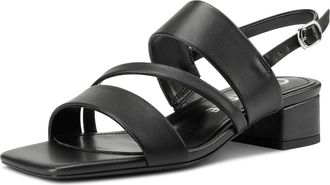 Castamere Womens Slingback Low Chunky Block Heel Peep Open Square Toe Dress Sandals Casual Office Summer Shoes 3.5 CM Heels Black 6.5 UK