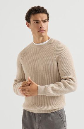 Brunello Cucinelli Cashmere English rib sweater with raglan sleeves in Sand at Nordstrom, Size 48