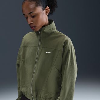 Nike Womens Nike Sportswear Everything Wovens Oversized Repel UV Protection Jacket in Green | HJ0999-222