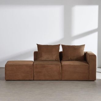 Maisons du monde Sof&aacute; de 2/3 plazas de pana caramelo