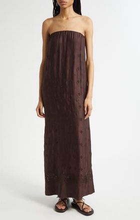 A.L.C. Dalia Eyelet Strapless Maxi Dress in Ganache at Nordstrom Rack, Size X-Small