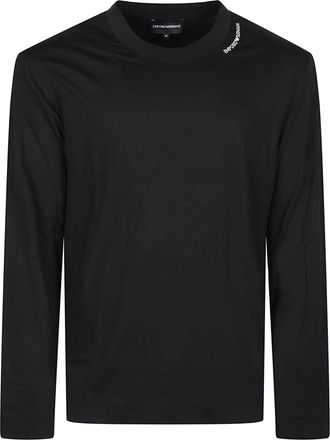 Emporio Armani Embroidered Logo Tailored Black Long-Sleeve T-Shirt