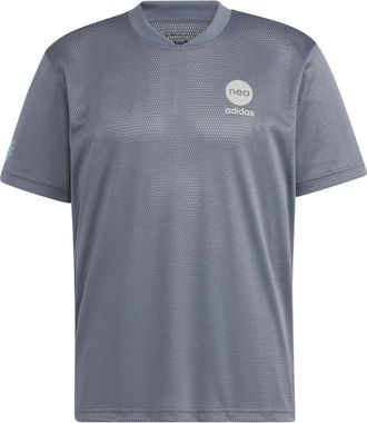 adidas Mens adidas neo Bb Mesh Tee Alphabet Pattern Printing Pullover Short Sleeve Gray T-Shirt HM2045