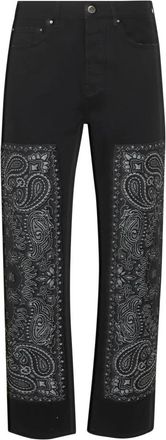 Amiri Straight Fit Jeans, male, Black, W36, Contrasting Jacquard Bandana Straight Leg Jeans