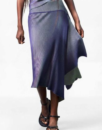 Desigual gonna lunga in maglia iridescente blu