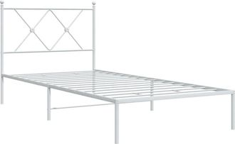 vidaXL Metal Bed Frame without Mattress with Headboard White 90x190cm vidaXL
