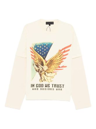 Who Decides War by Ev Bravado eagle-graphic long-sleeve sweatshirt - men - Cotton - M - Neutrals