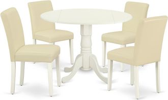 East West Furniture Dining Room Set Linen White, DLAB5-LWH-64