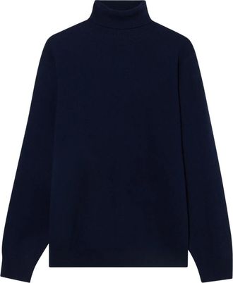Brooks Brothers Lamswol coltrui met logo - Heren - Coltruien - Blauw - 2XL - Wol - Truien & Vesten