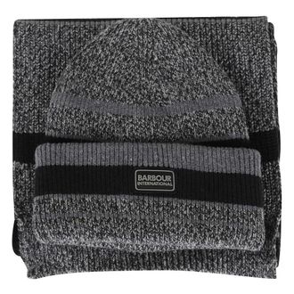 Barbour Accessoires, Heren, Grijs, ONE Size, Polyester, Boston Beanie en Sjaal Cadeauset