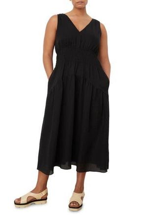Vince Smocked Tiered Midi Dress in Black at Nordstrom Rack, Size 1X