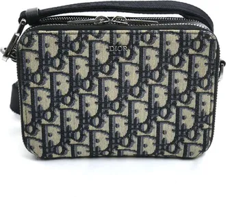 Dior Beige Navy Jacquard Shoulder Bag (Pre-Owned)