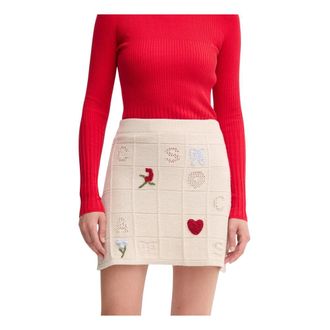 Twinset Falda bordada corta - Skirts - Mujer - Beige - L