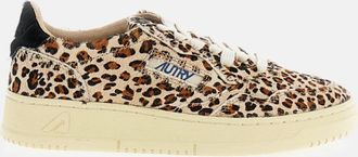 Autry Leopard Medalist Low Pony Hair Leather Sneakers