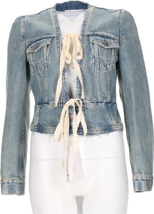 Maison Margiela Cropped Denim Sports Jacket with Raw Hem