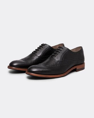 Oliver Sweeney Ledwell Mens Wing Tip Oxford Brogues - Black Leather - Size UK 9