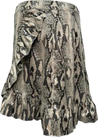 Msgm Snakeskin-Print Ruffled Mini Skirt in Grey Polyester