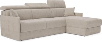 Divani.Store Miryam Sof&aacute; Cama Esquinero Con Reposacabezas Reclinables En Tejido Antimanchas T31 232 Cm Derecho Topo