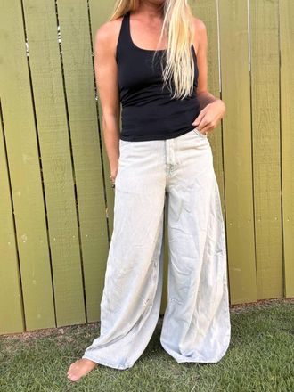 Free People Westward Demi Wide Leg Jeans In Fade Into You