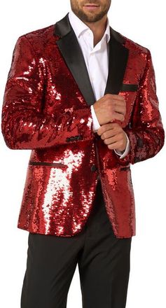 OppoSuits Radiant Red Sequin Embellished Dinner Jacket at Nordstrom, Size 48