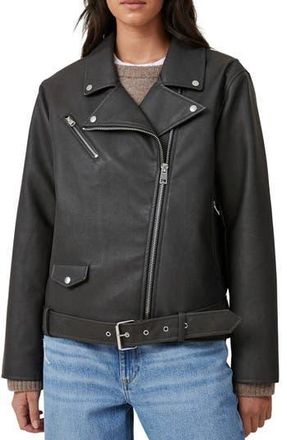 Cotton On Roman Faux Leather Biker Jacket in Washed Black at Nordstrom Rack, Size Large/x-Large