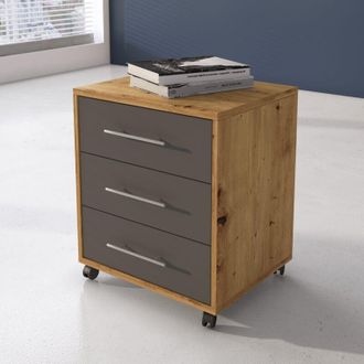 Dmora C&oacute;moda Pisano, 3 Cajones, Apertura Y Cierre Deslizante, 43x40x57h Cm Roble Marr&oacute;n