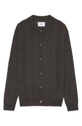 Nn.07 Thor Pointelle Wool Blend Cardigan in Demitasse at Nordstrom Rack, Size X-Large