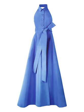 Carolina Herrera halterneck gown with sash - Blue