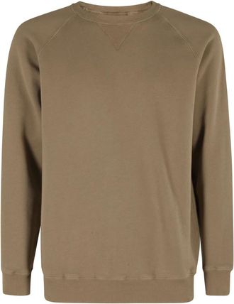 Fortela Sweatshirts, male, Brown, M, Melange Woven Crewneck Sweatshirt Long Sleeve