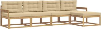 vidaXL Conjunto De Sof&aacute;s De Exterior 4 Uds. Y Beige Poli&eacute;ster Vidaxl