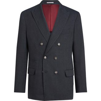 Brunello Cucinelli Chevron deconstructed blazer in Anthracite at Nordstrom, Size 60 It