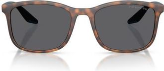 Prada 56mm Polarized Pillow Sunglasses in Havana Rubber at Nordstrom