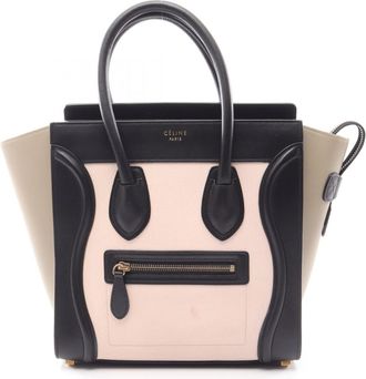 Celine Beige Black Pink Leather Handbag Tote Bag (Pre-Owned)