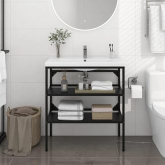 vidaXL Estructura De Lavabo De Hierro Negro 79x38x83 Cm Vidaxl